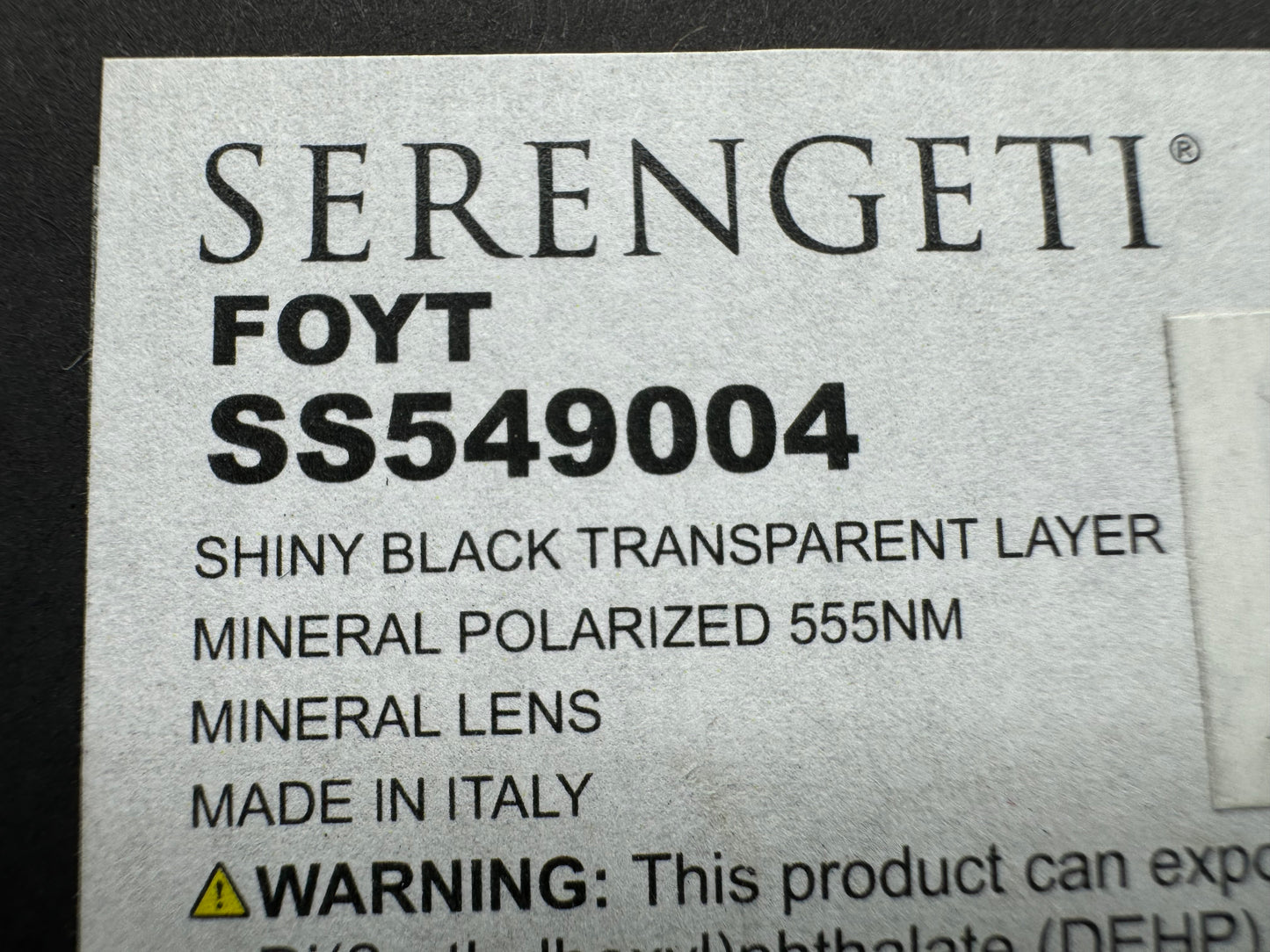 Serengeti FOYT 53mm Shiny Black Transparent Polarized 555nm Photochromic SS549004 NEW