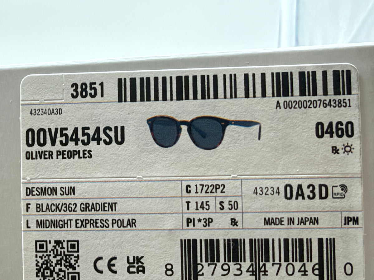Oliver Peoples Desmon Sun 50mm Black/362 Gradient / Midnight Express Polarized Crystal 1722 P2 Japan NEW
