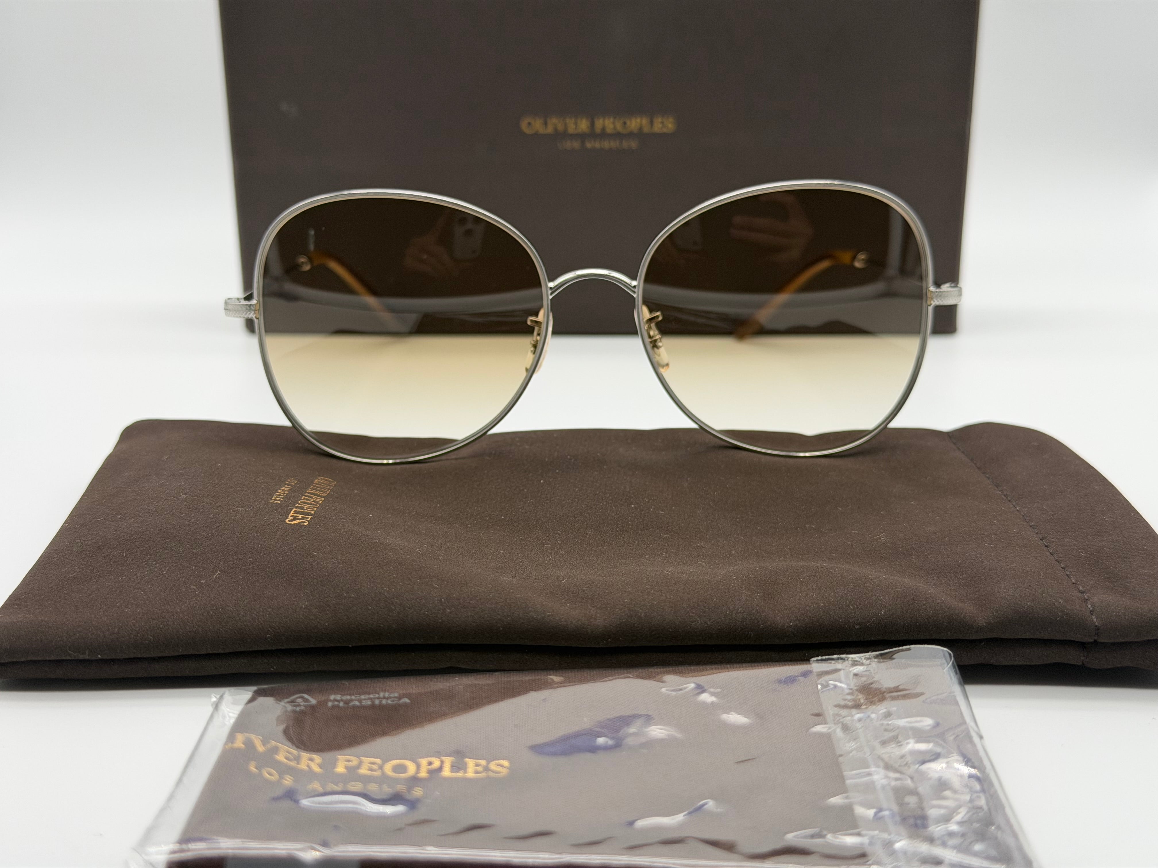 Oliver Peoples Eliane 56mm Silver / Demo Honey Gradient OV 1313