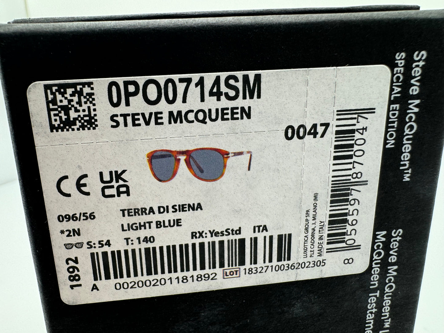 Persol PO 714 SM Steve McQueen 54mm Terra Di Siena / Light Blue Gradient Dark Blue 096/56 Italy NEW