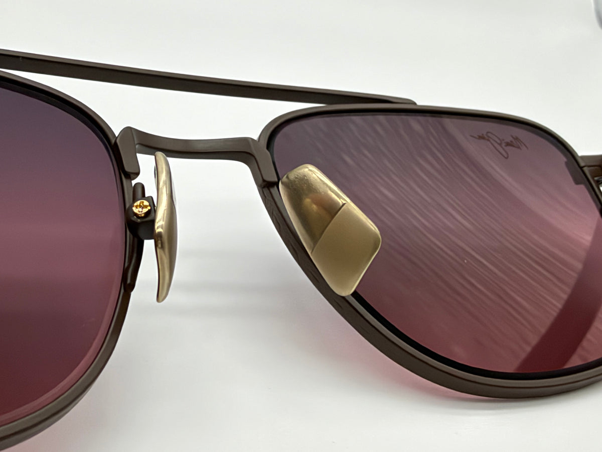 Maui Jim KAHANA 53mm Double Bridge Maui Rose Polarized / Shiny Brown Titanium MJ640 01 Japan NEW