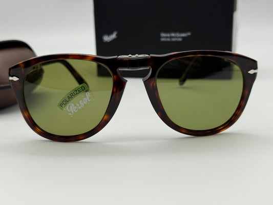 Persol 714 SM 24/P1 54MM Steve McQueen Folding Havana / polar green Lens Open Box