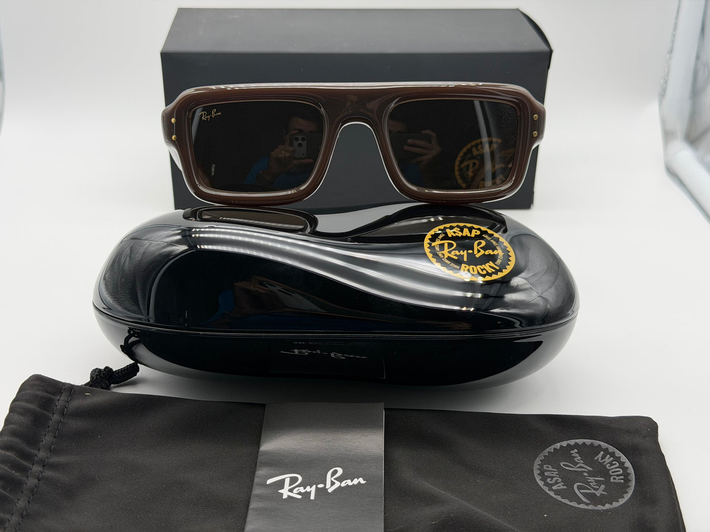 Ray-Ban FLACKO PUFFER 52mm  Polished Transparent Dark Brown / Dark Brown RB 4954 NEW