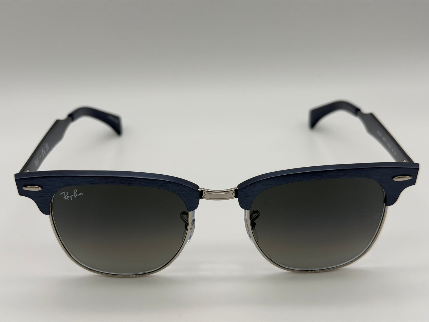 Ray-Ban Clubmaster Aluminum 51mm Matte Blue Silver / Gray Gradient Lens RB 3507 9248 / 71 Italy NEW