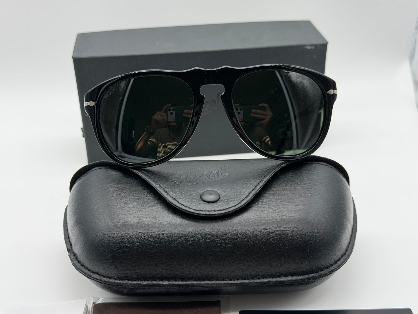 Persol PO 649 54mm Black / Green 95 / 31 Italy NEW