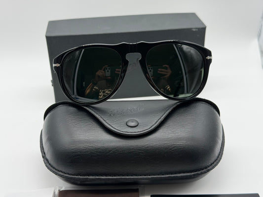 Persol PO 649 54mm Black / Green 95 / 31 Italy NEW