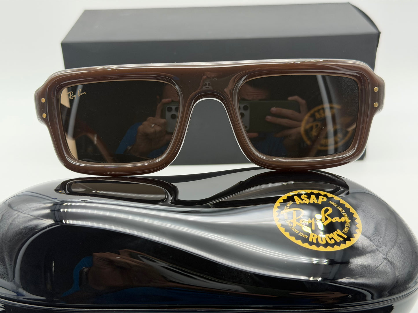Ray-Ban FLACKO PUFFER 52mm  Polished Transparent Dark Brown / Dark Brown RB 4954 NEW