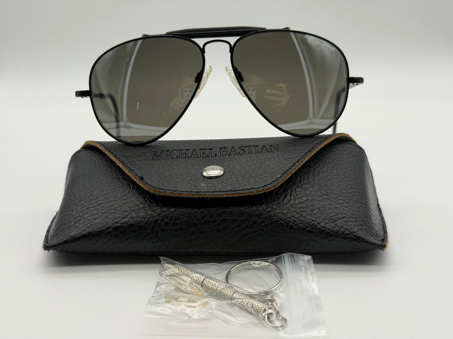 Randolph Engineering x Michael Bastian 58mm Matte Black / Silver Mirror Glass lenses Cable Temples