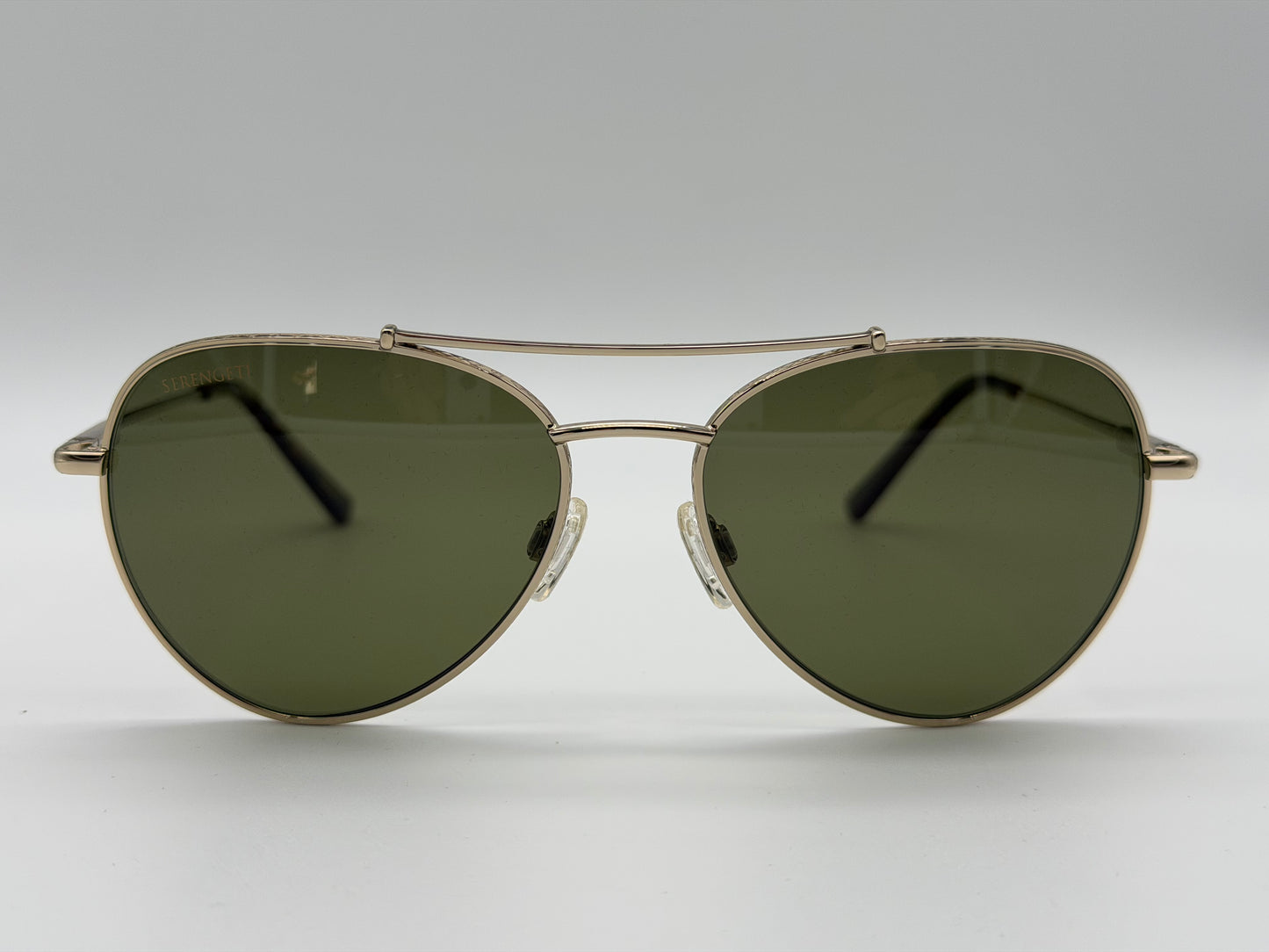Serengeti Pete 58mm SS 599005 Polarized 555nm Photochromic Lens  Shiny Light Gold / Shiny Havana Tips Italy NEW