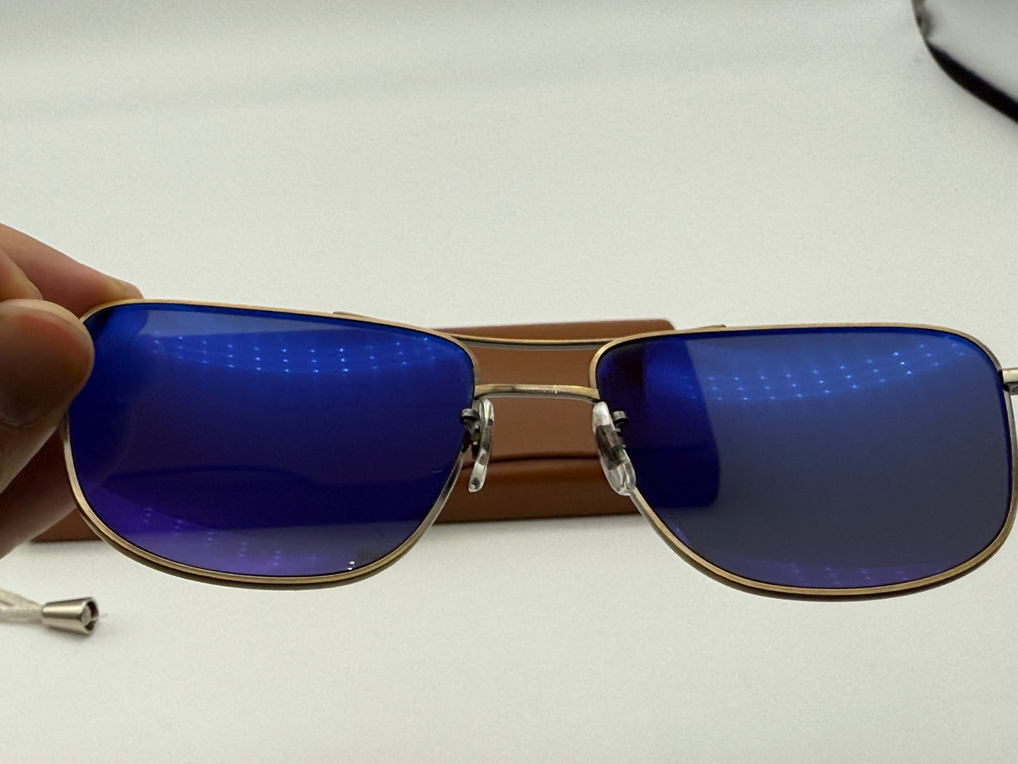 Oliver Peoples Shaefer VFX POLARIZED 55mm OV 1146 ST 5039/P1 Titanium Antique Gold Green PREOWNED