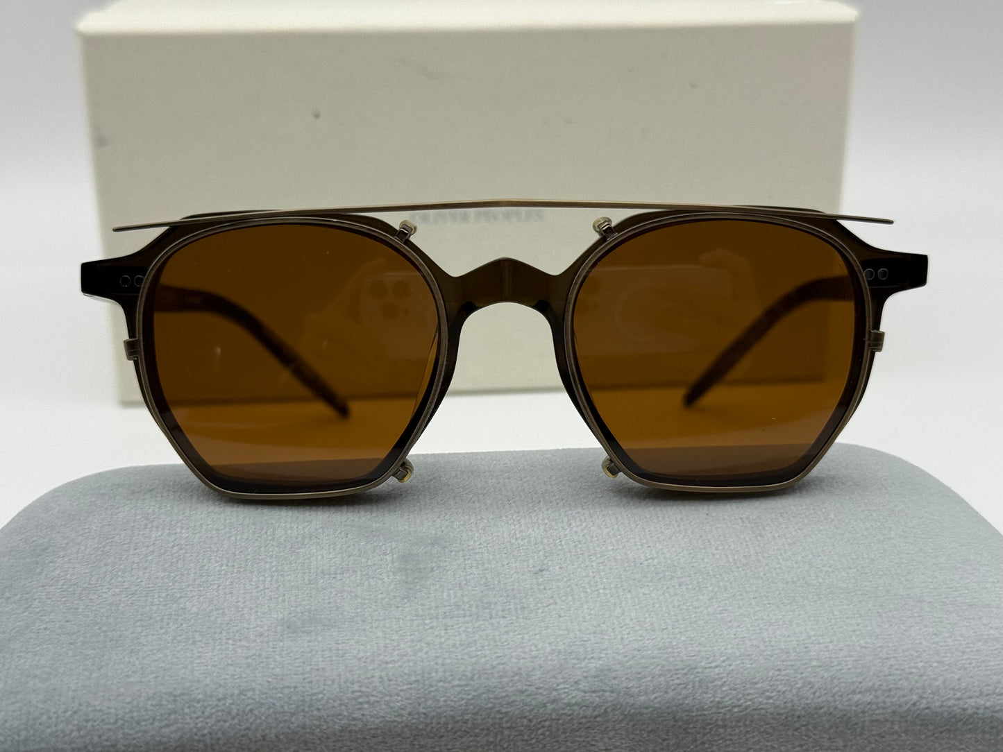 Oliver Peoples G. Ponti 5 47mm Dark Military Olive / Brown Antique Gold clip OV 5489 1576 JAPAN NEW