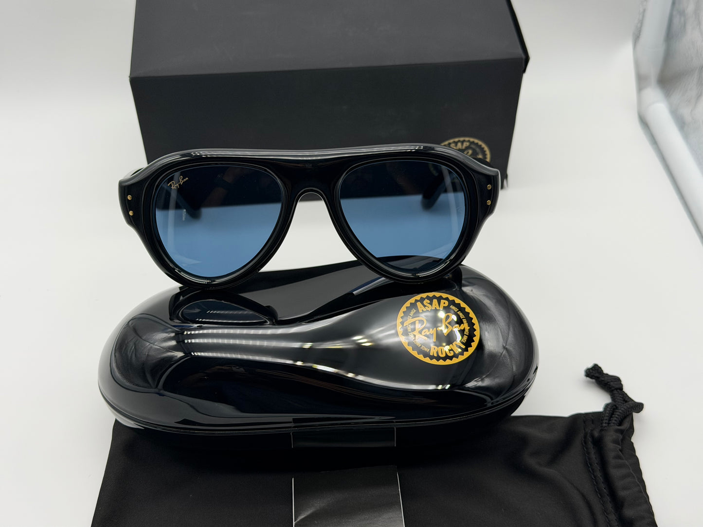 Ray-Ban A$AP Rocky Aviator Puffer 52mm Polished Black / Dark Blue RB 4925 601 / 80 Open Box