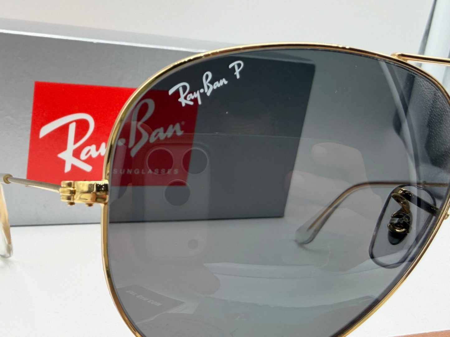 Ray-Ban Aviator 58mm Black Polarized / Gold RB 3025 9196 / 48 Italy NEW