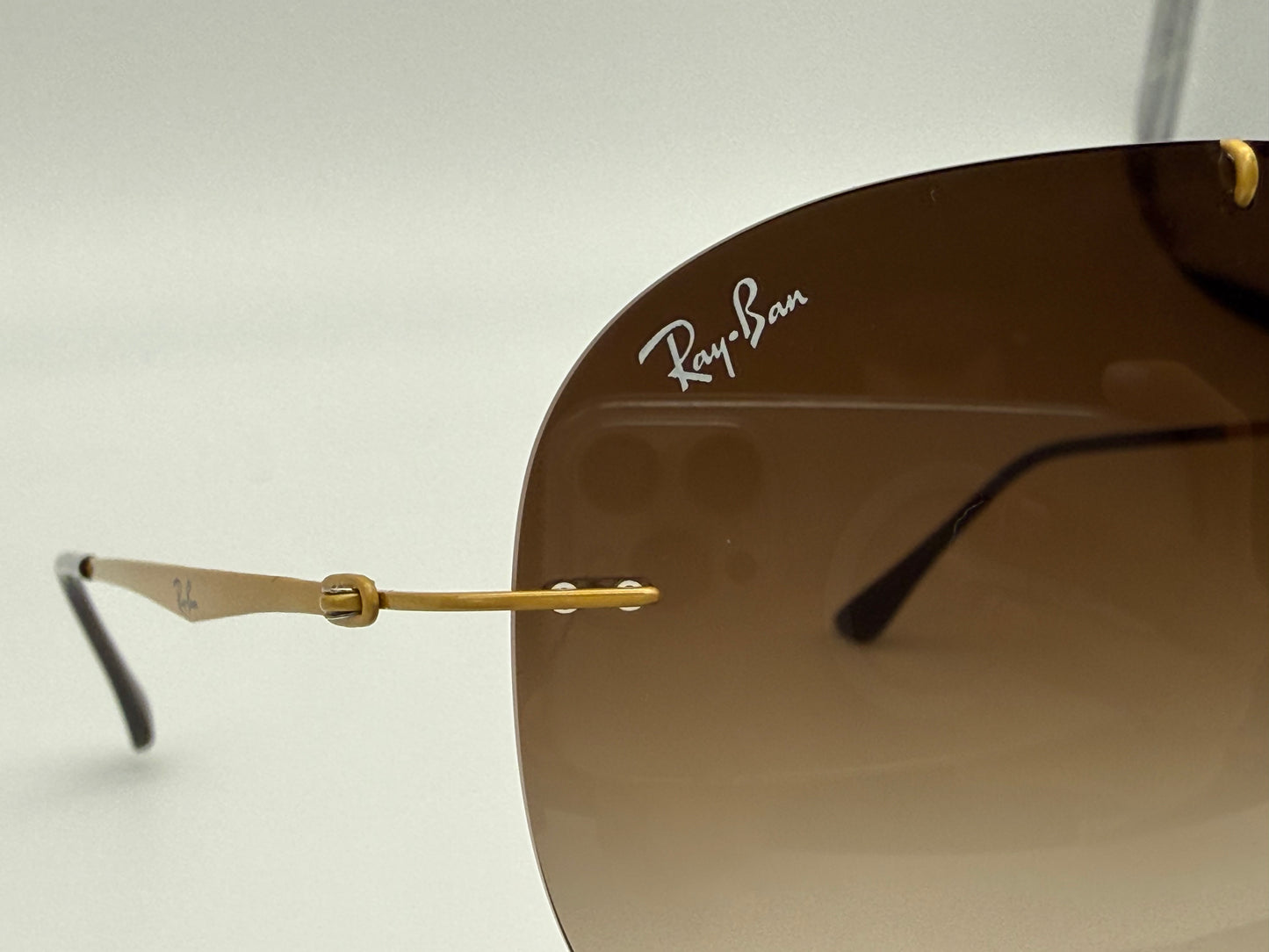 Ray-Ban Aviator LightRay 59mm Titanium RB 8055 157 / 13 Gradient Brown / Gold Missing Box
