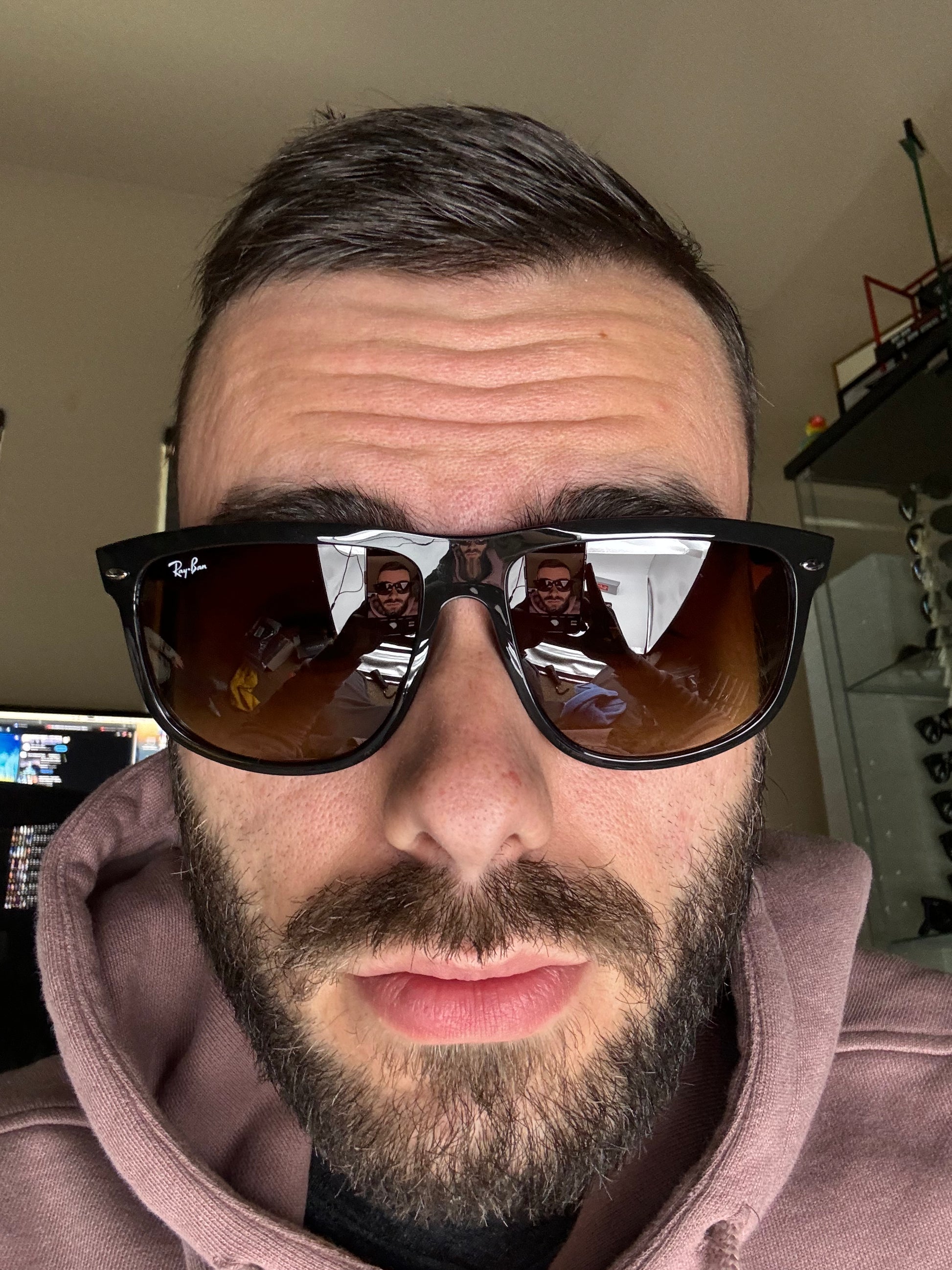 Ray Ban Boyfriend RB 4147 60mm Polished Black Brown Gradient NEW