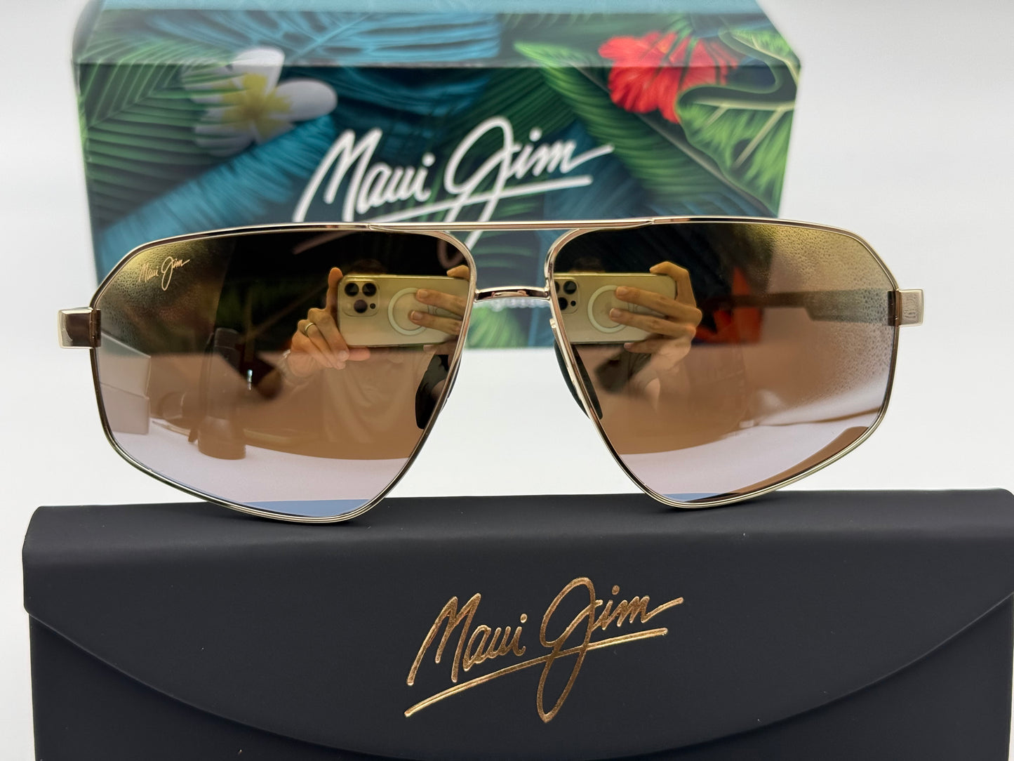 Maui Jim Keawawa 60mm Shiny Gold / Dual Mirror Gold to Silver MJ 0620 Glass Italy NEW