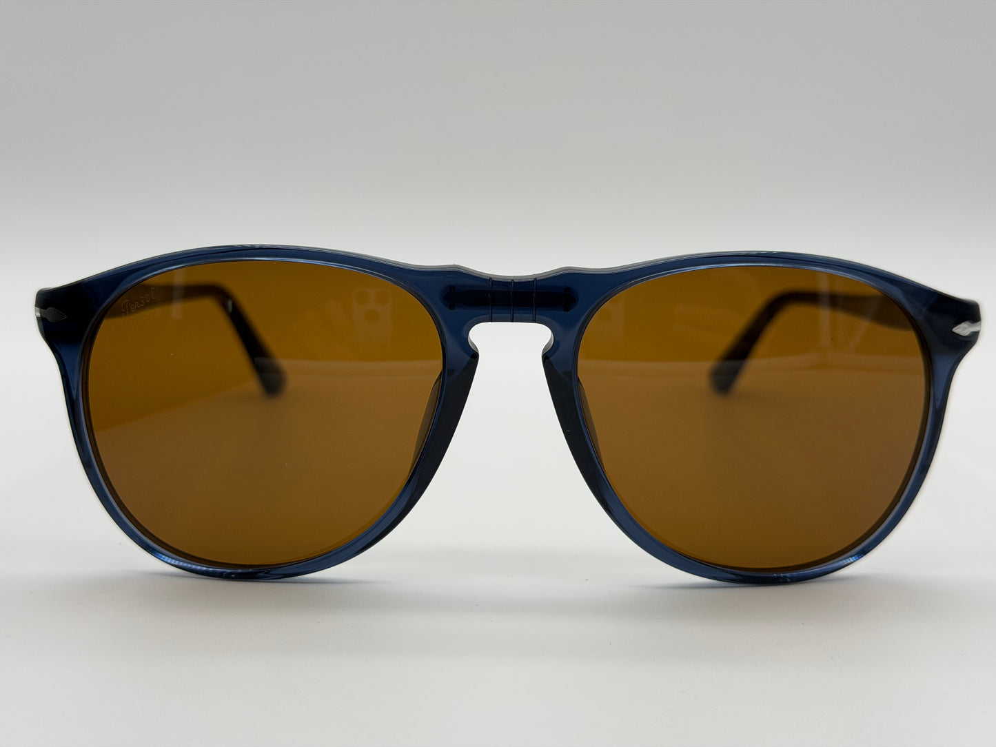 Persol PO 9649 55mm Transparent Blue / Brown Glass 114133 Italy NEW
