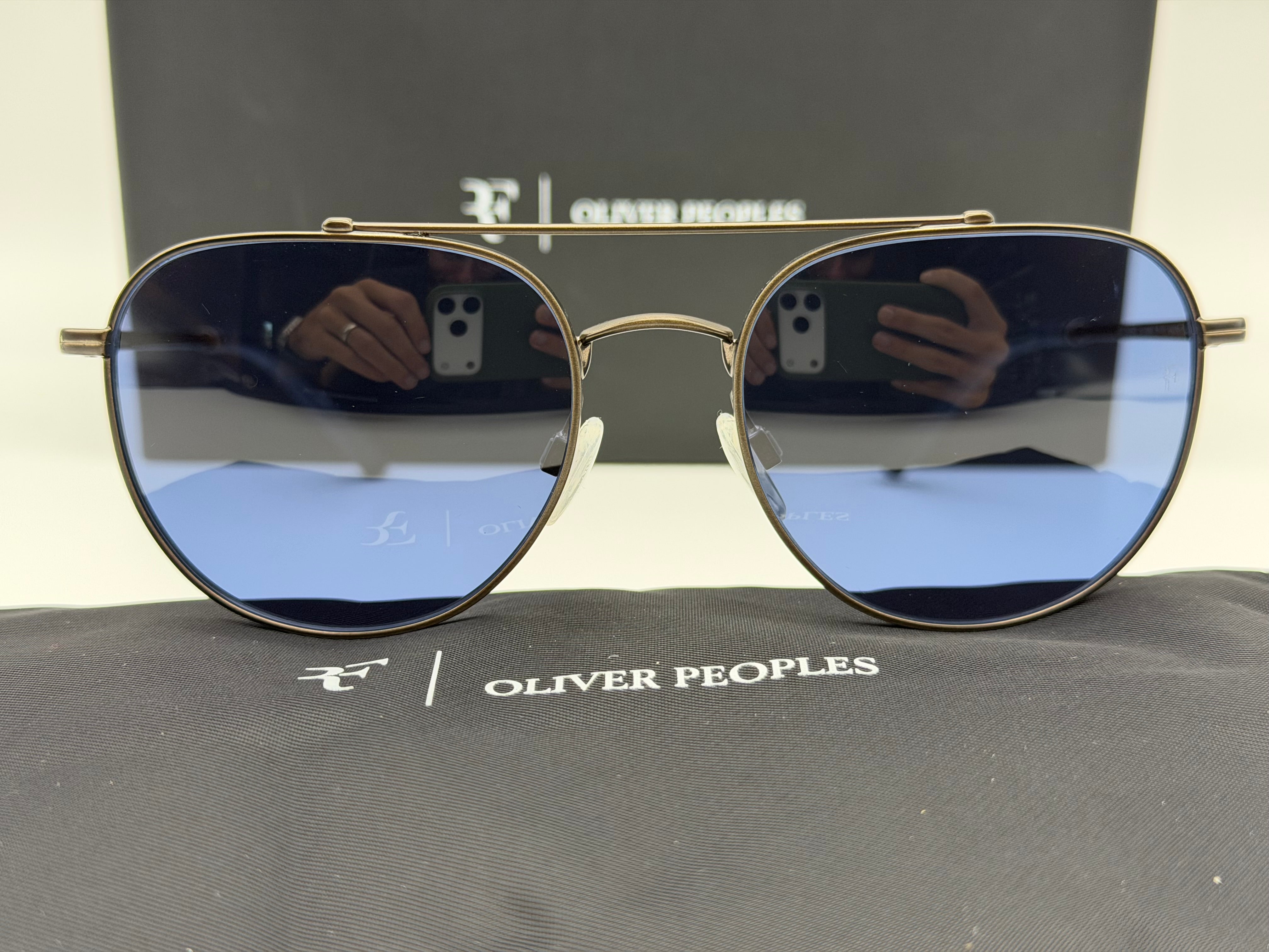Oliver Peoples R 10 54mm 533980 Pewter / Marine Roger Federer