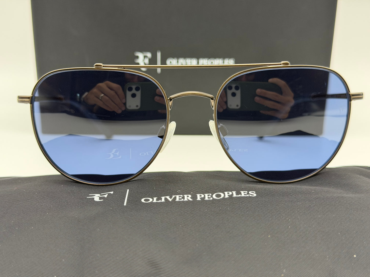 Oliver Peoples R 10 54mm 533980 Pewter / Marine Roger Federer Italy Preowned