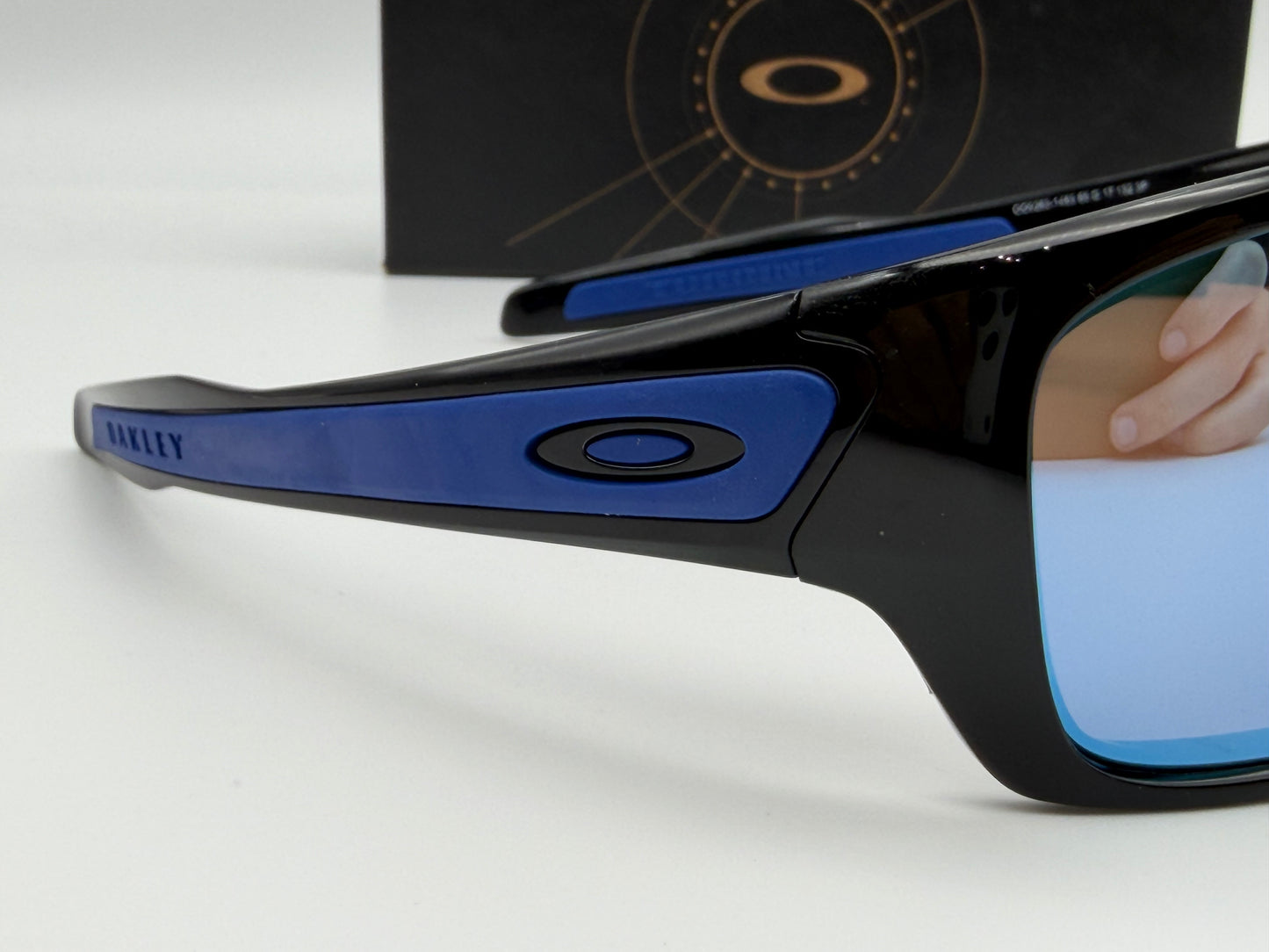 Oakley Turbine 63mm Polished Black \ Prizm Deep Water Polarized CUSTOM Blue Socks