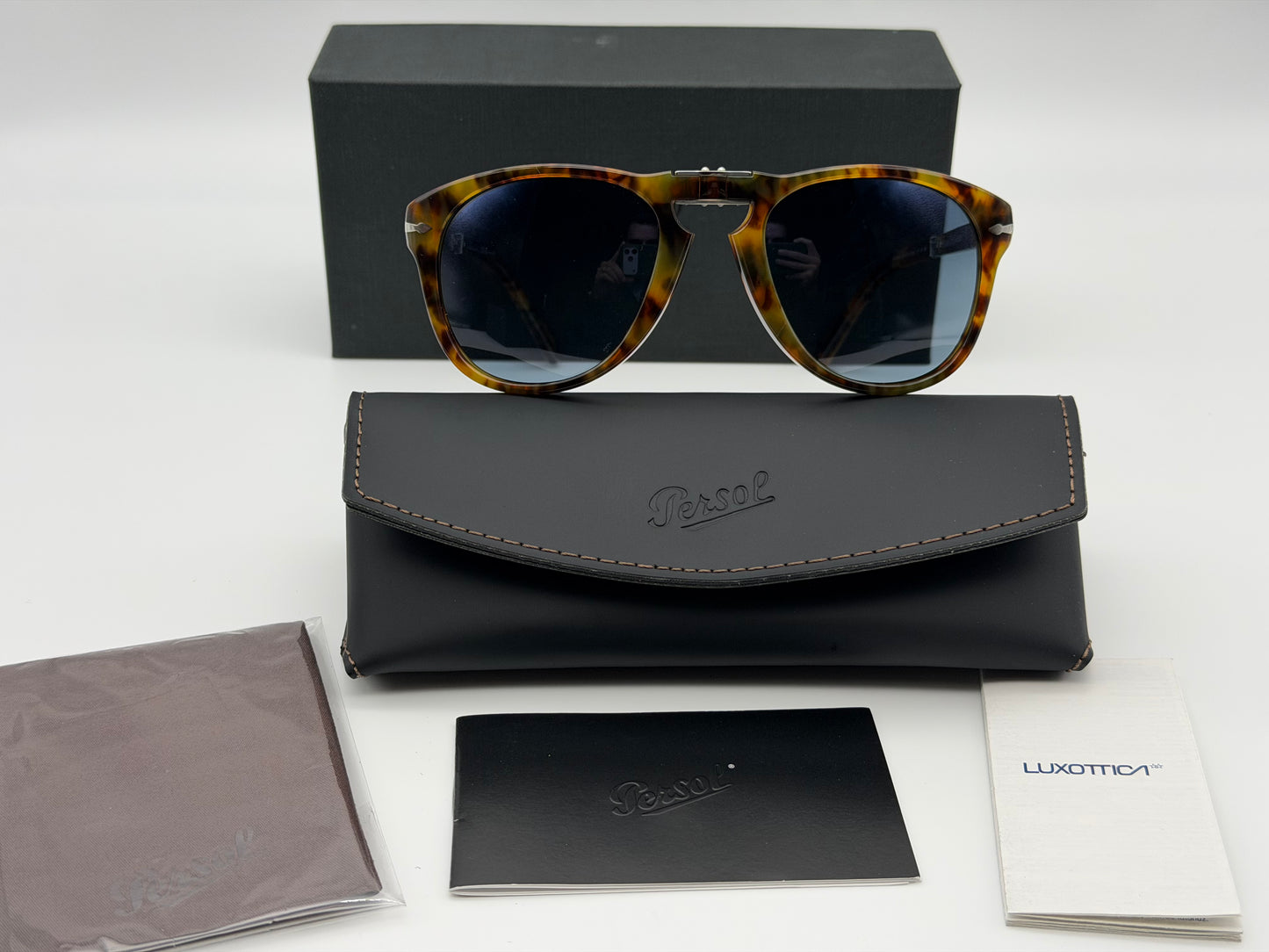 Persol 714 SM 54mm Caffe Light Blue Gradient Dark Blue Polarized 0108S3 Steve McQueen Italy NEW