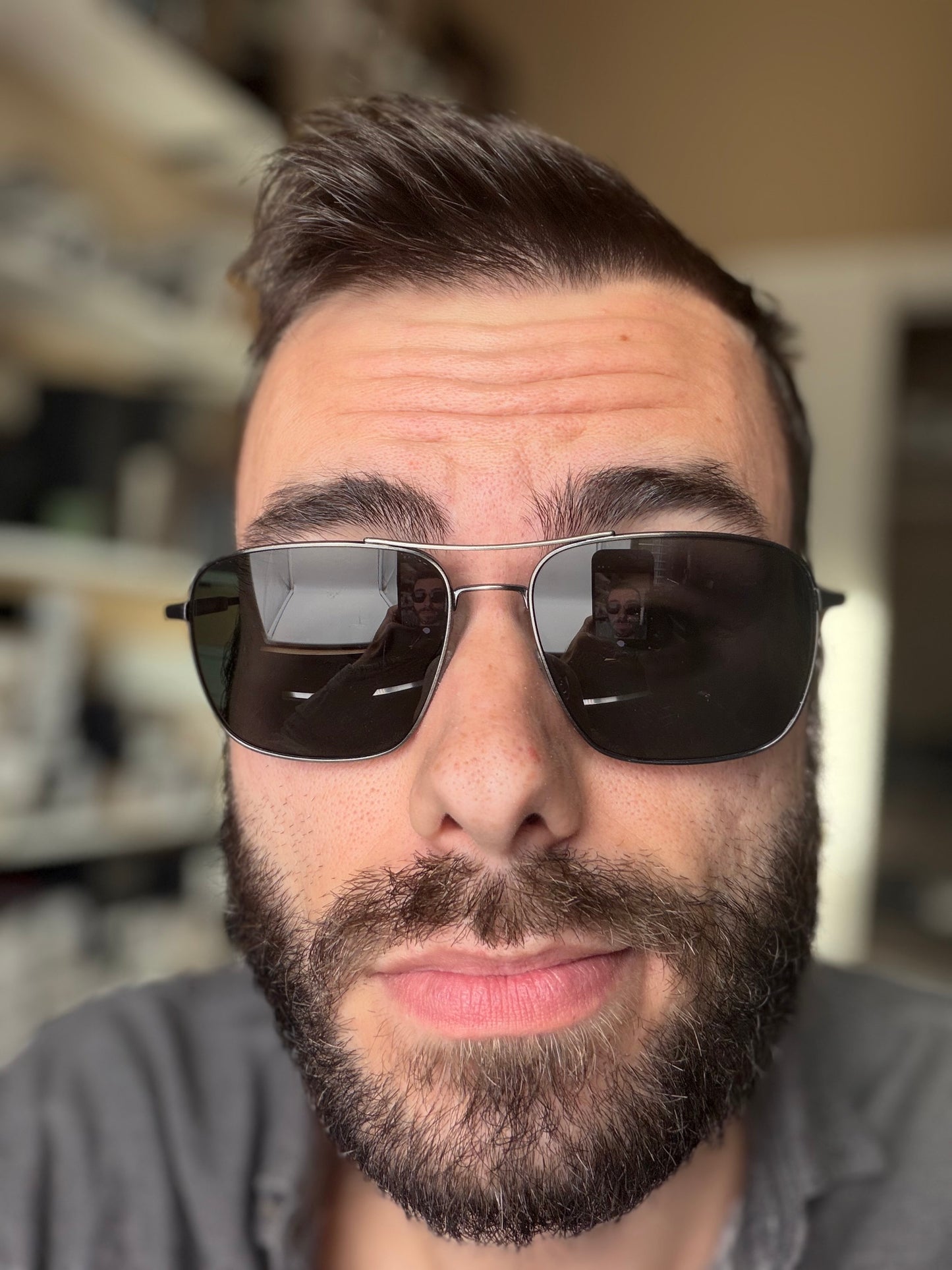 Oliver Peoples Linford 56mm Midnight Express Polarized / Antique Gold OV 1097 5095 / N5 Preowned