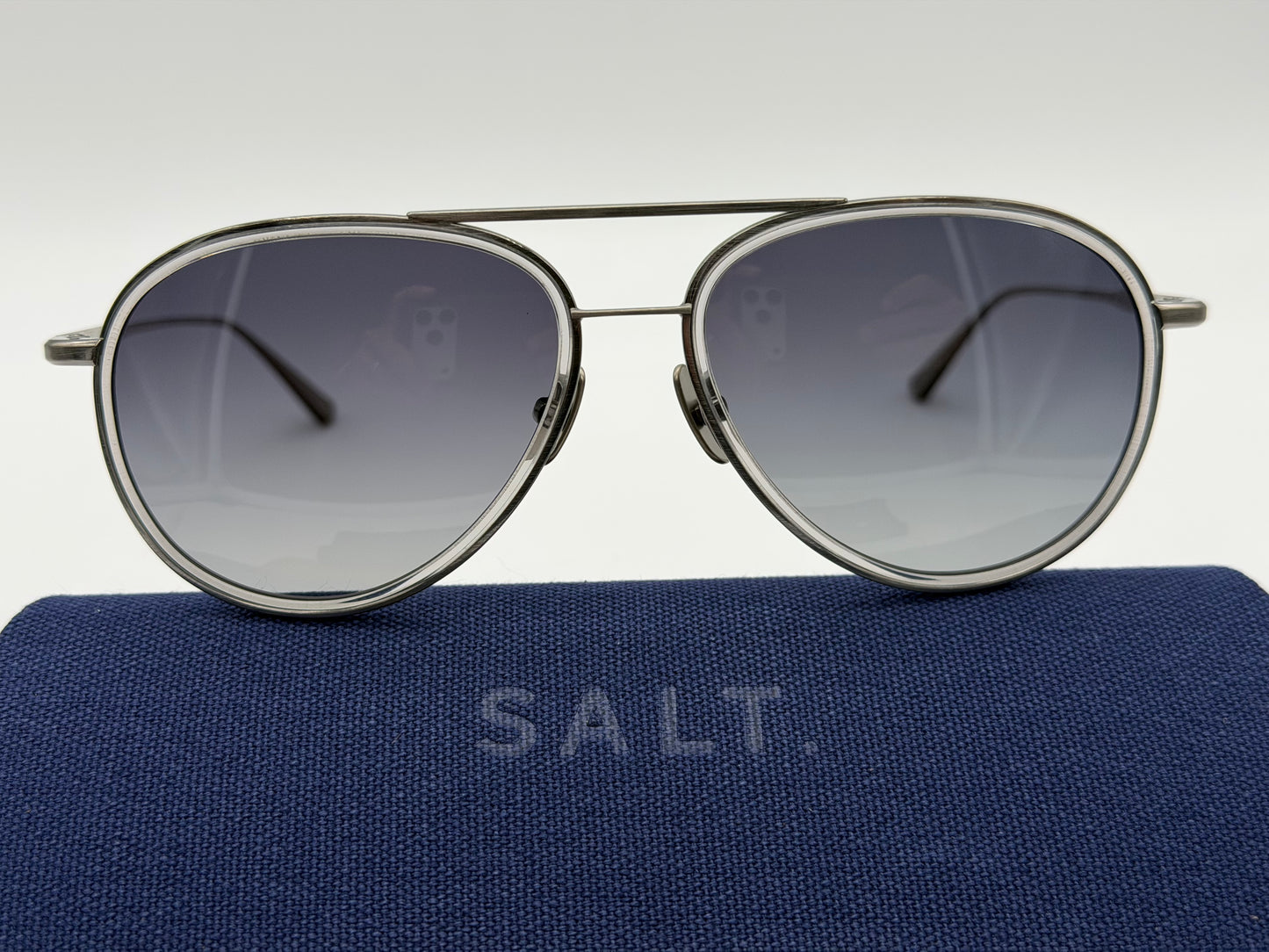 Salt Optics Columbia 56mm Polarized Titanium Aviator w/ Gradient Lens Silver-Tone Smoke / Grey Gradient NEW