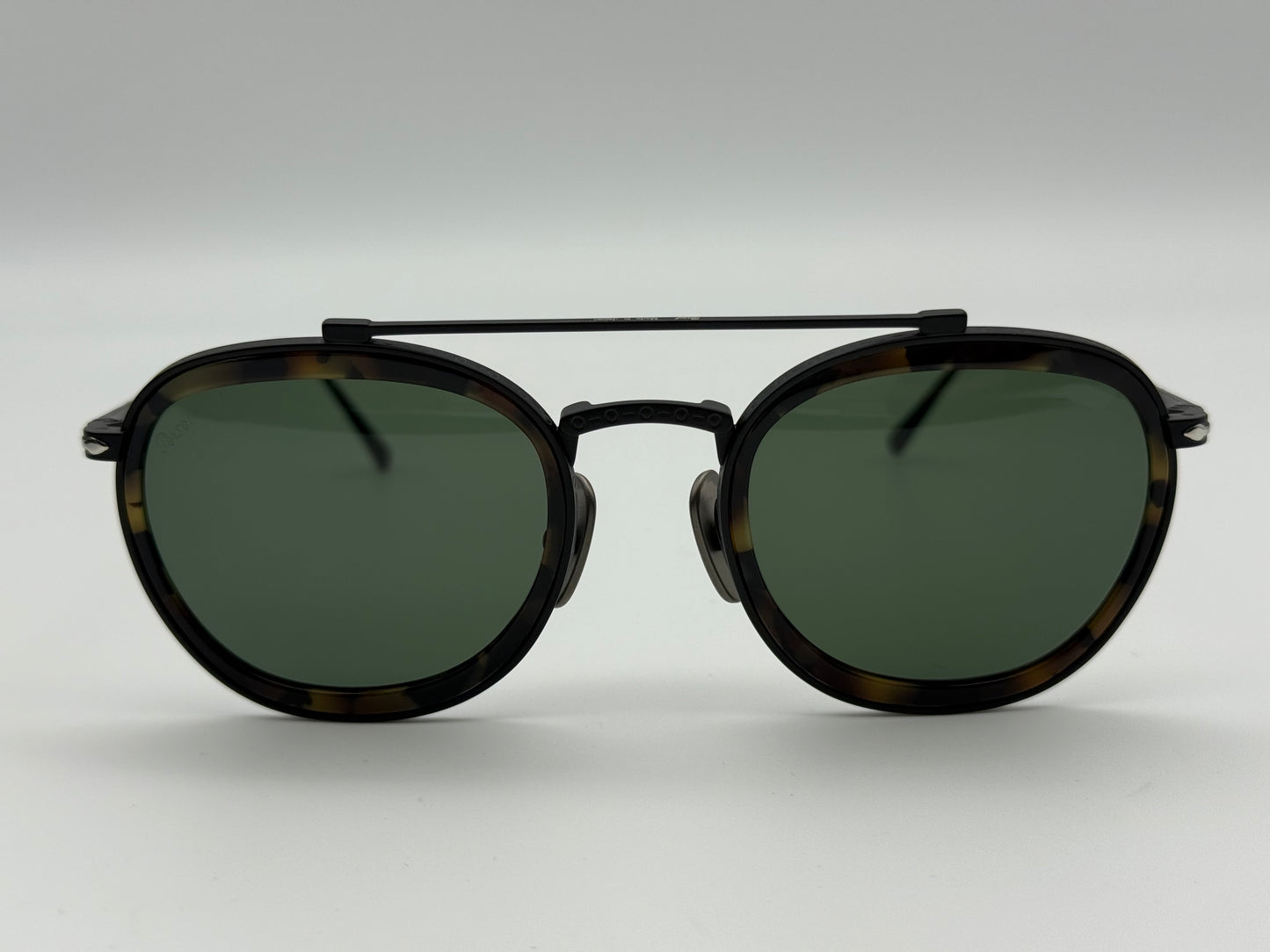 Persol PO 5008 ST 49mm Titanium Black / Dark Tortoise / Green Glass Lens Japan NEW