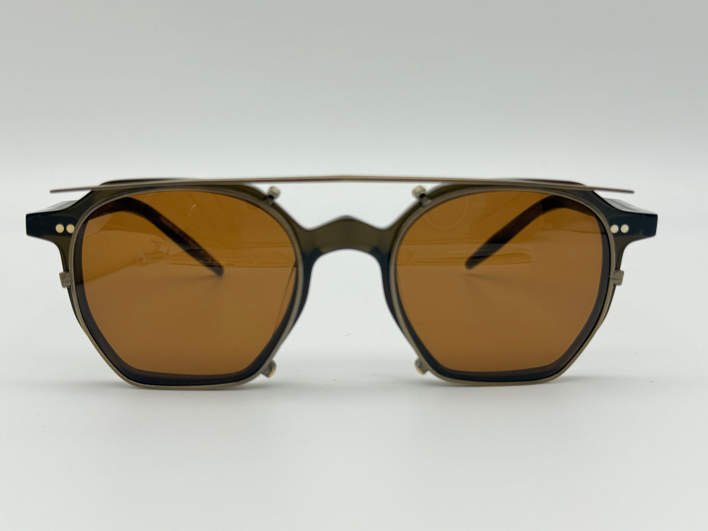 Oliver Peoples G. Ponti 5 47mm Dark Military Olive / Brown Antique Gold clip OV 5489 1576 JAPAN NEW