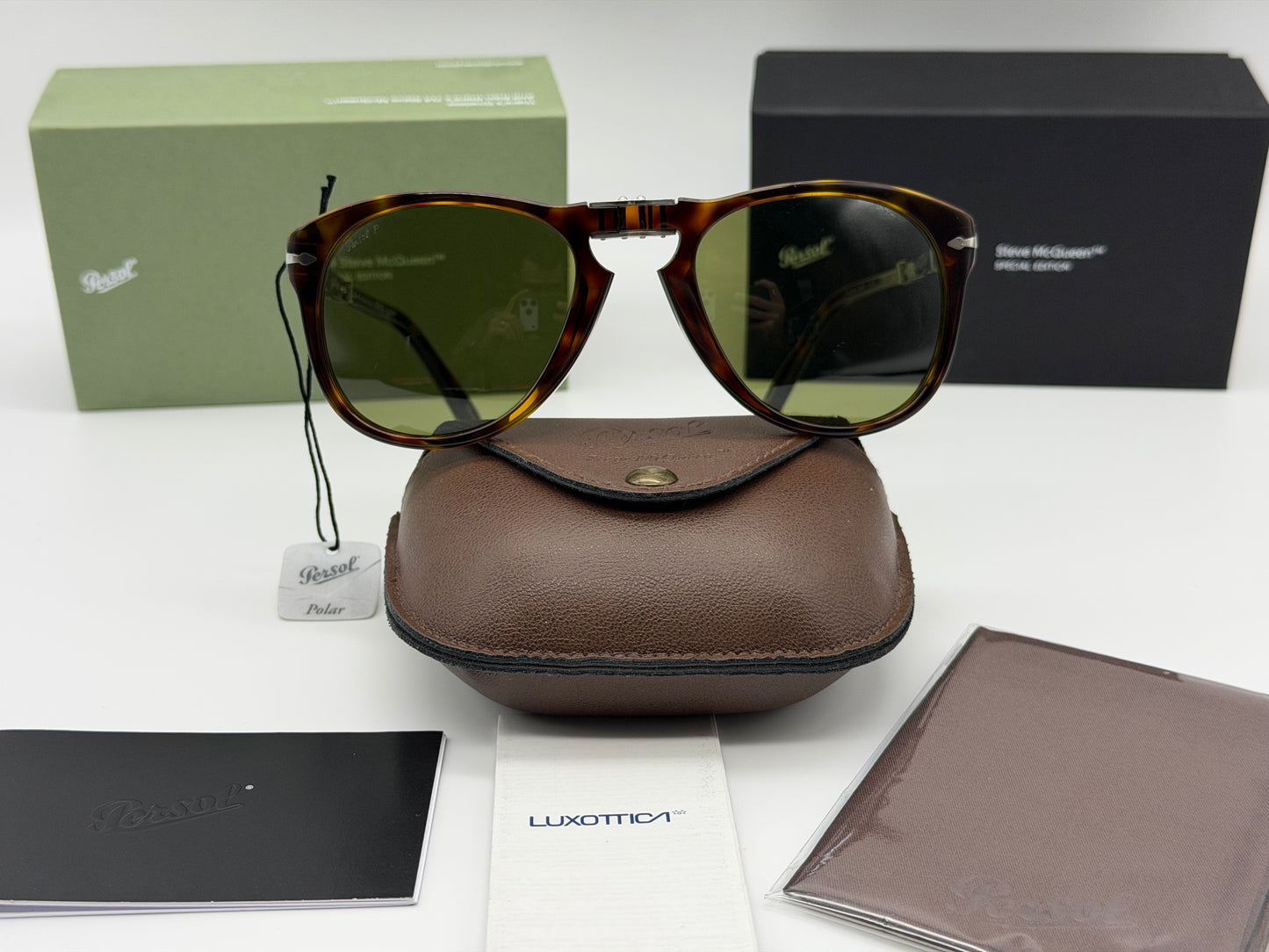 Persol 714 SM 54mm 24/P1 Steve McQueen Folding Havana / polar green Lens Preowned