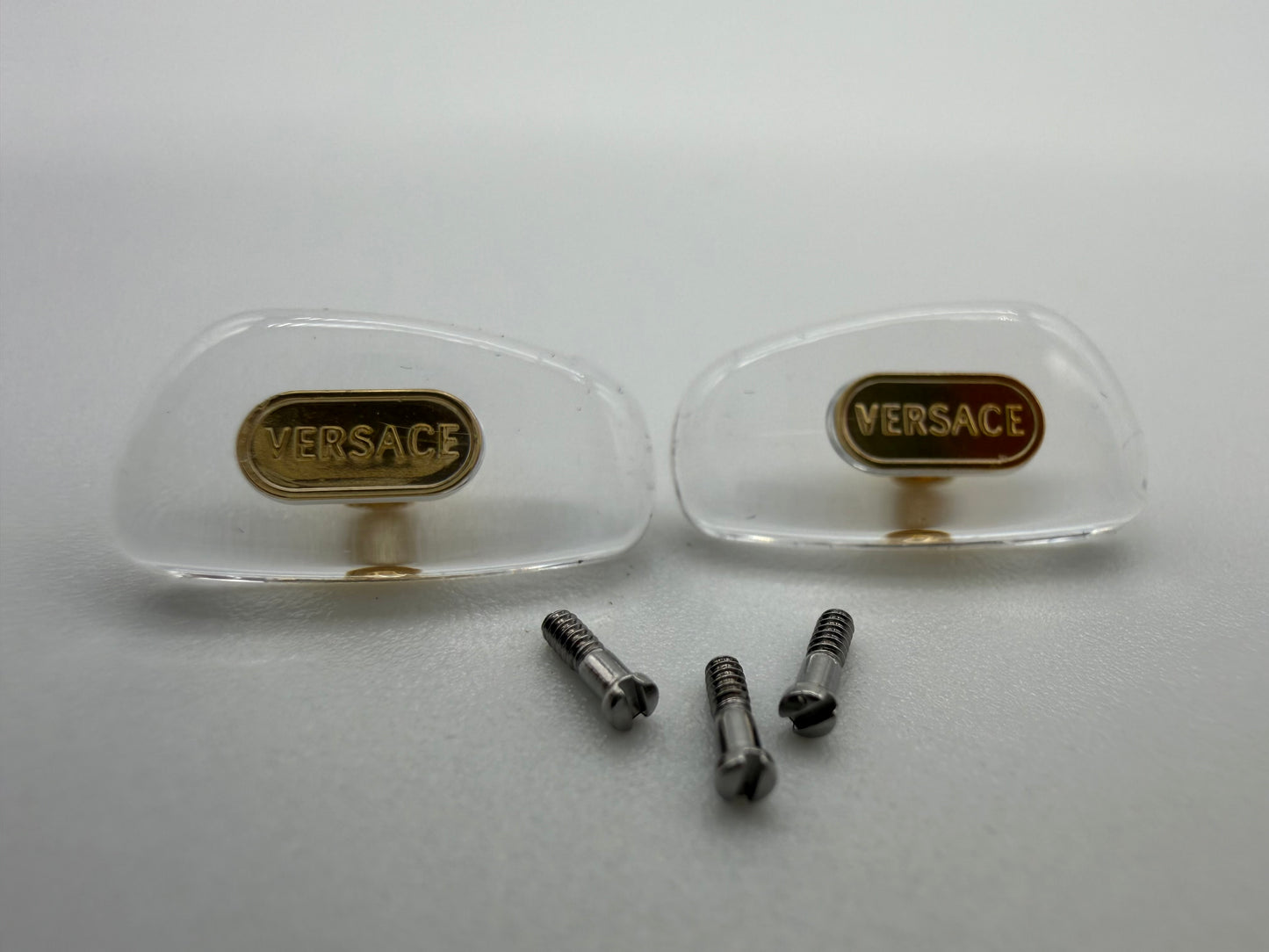 Versace Nose Pads Authentic OEM Fits Sunglasses Eyeglasses Frames Clear Gold With Screws