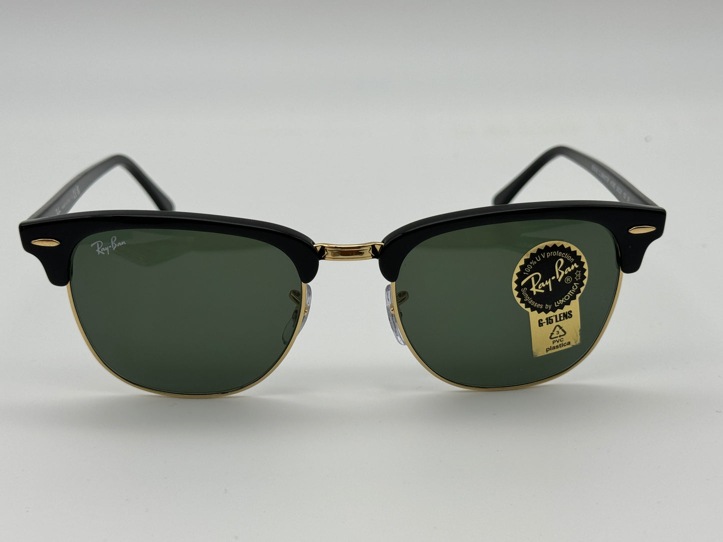Ray Ban Clubmaster RB 3016 w0365 55mm Large Black Gold ITALY NEW