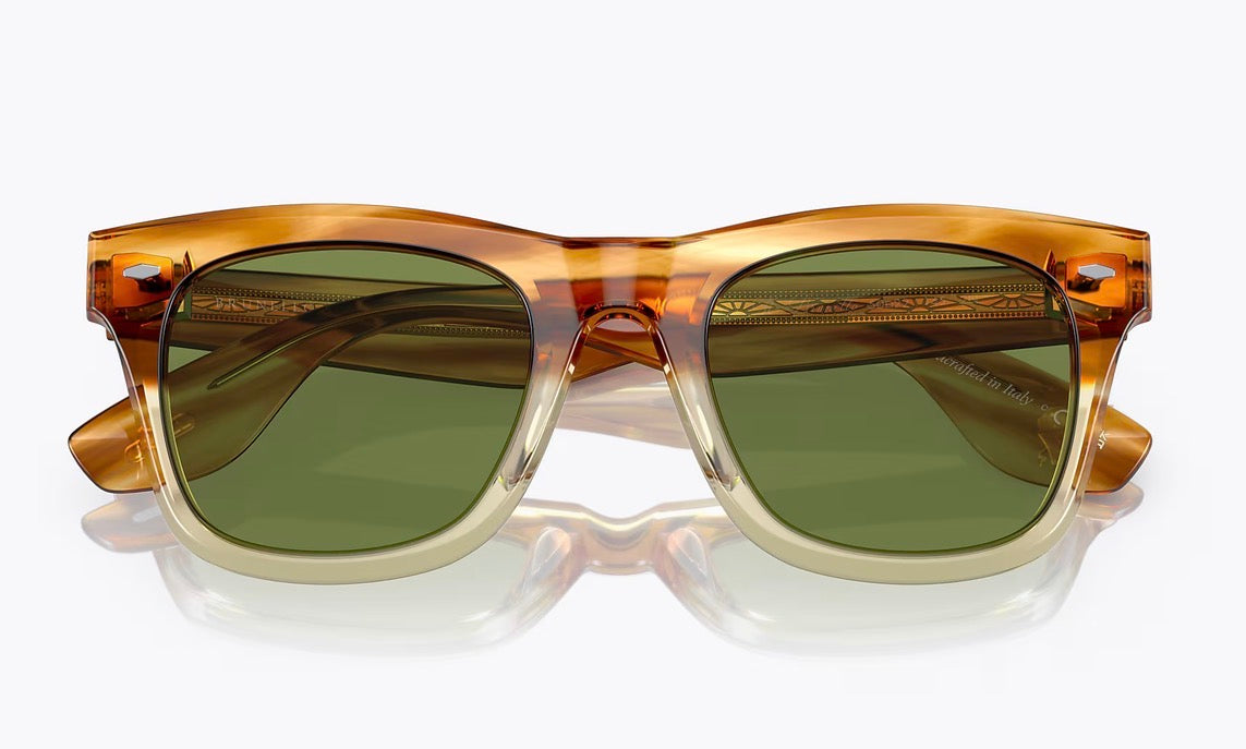 Oliver Peoples Mr. Brunello 50mm Honey VSB / Green CO V5497SU 167452 Italy Preowned
