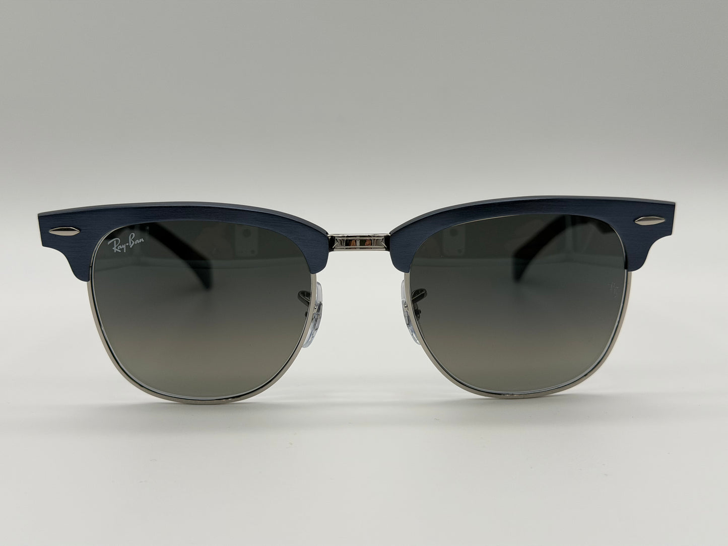 Ray-Ban Clubmaster Aluminum 51mm Matte Blue Silver / Gray Gradient Lens RB 3507 9248 / 71 Italy NEW