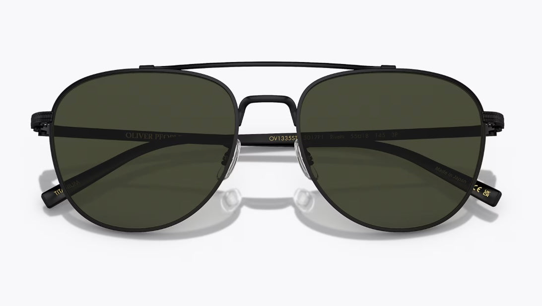 Oliver Peoples Rivetti 55mm Matte Black / G1-5 Polarized Glass Titanium OV 1335 ST 5017 - P1  Preowned