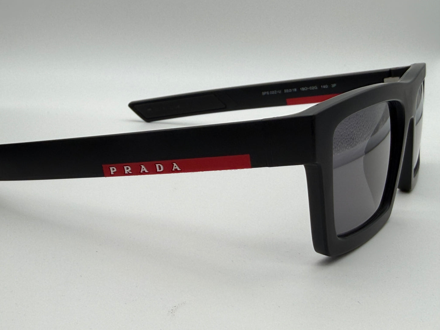 Prada Linea Rossa PS 02ZSU 55mm Dark Gray Polarized / Matte Black Italy Open Box