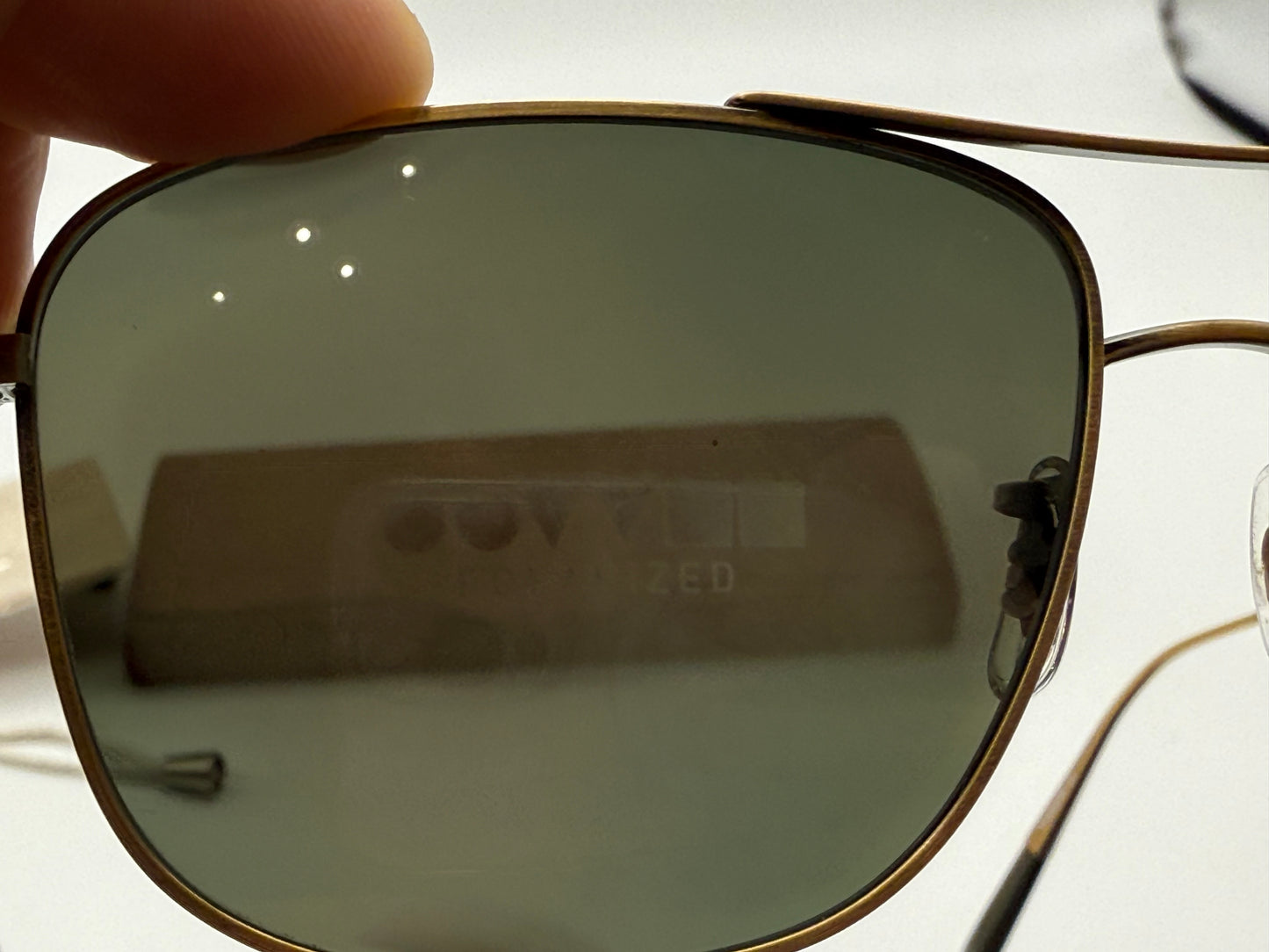 Oliver Peoples Shaefer VFX POLARIZED 55mm OV 1146 ST 5039/P1 Titanium Antique Gold Green PREOWNED