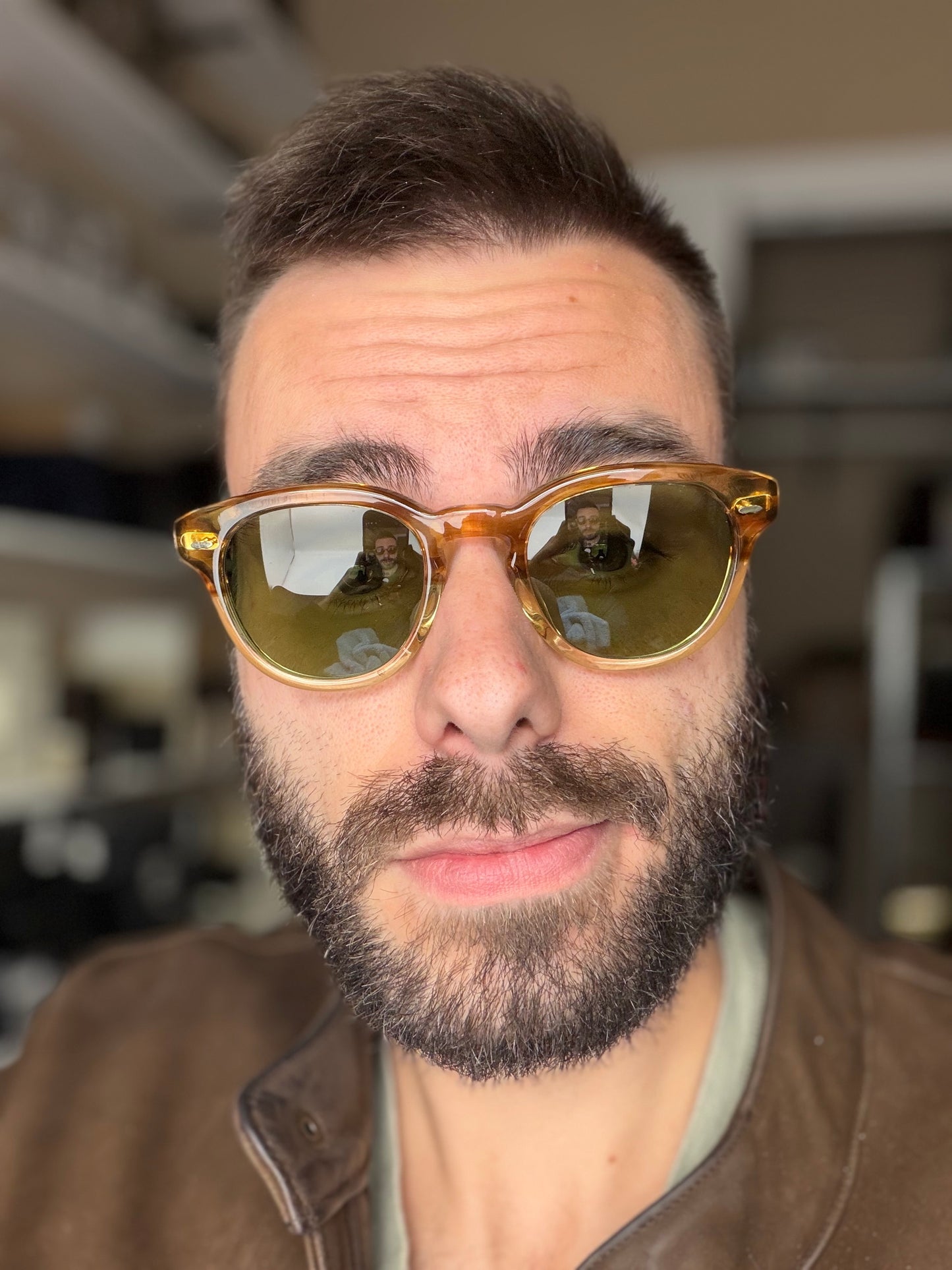 Oliver Peoples Cary Grant Sun 48mm Honey VSB Green Glass Lens OV 5413SU 167452 Italy Preowned