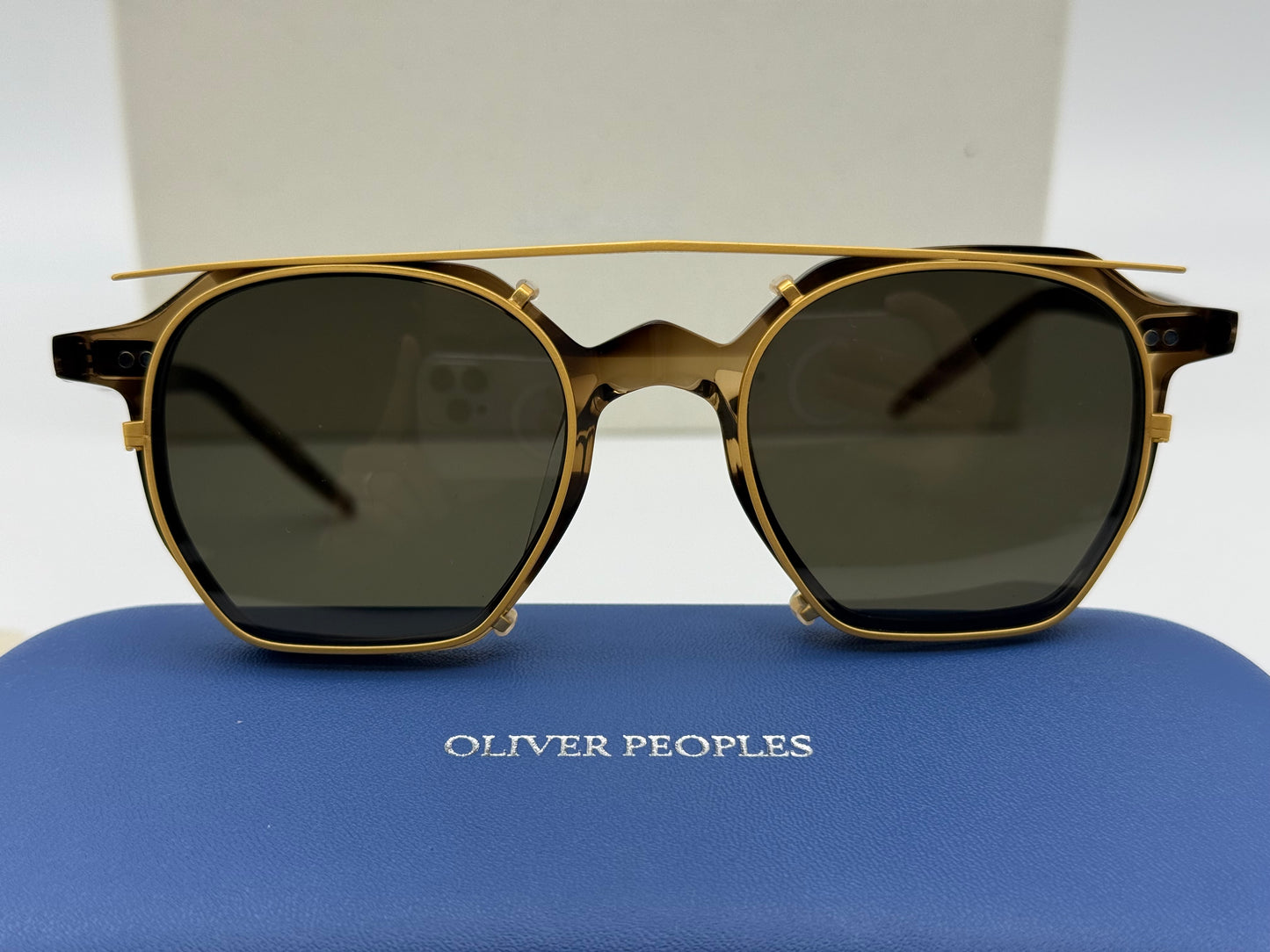 Oliver Peoples G. Ponti 5 47mm G.P Tortoise with G-15 / Gold  Clip Brown Antique Gold clip OV 5489 1713 Itlay NEW