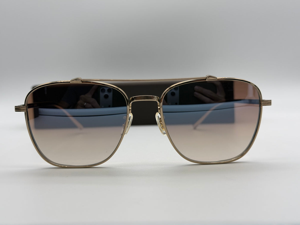 Oliver Peoples Avison 55mm Soft Gold Titanium / Tuscan Brown Gradient Mirror Crystal Lens OV 1349ST Japan NEW