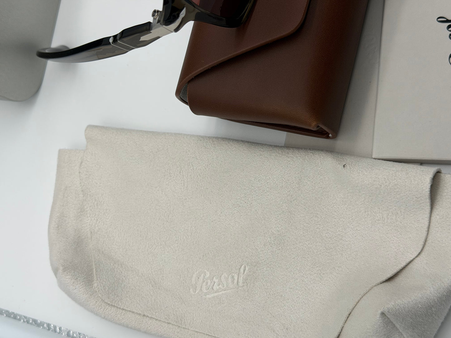 Persol PO 8002S 55mm Opal Gray / Red Crystal Italy Open Box
