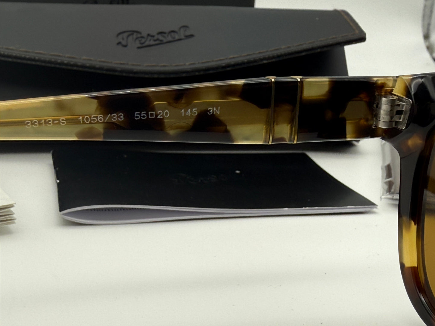 Persol PO 3313 55mm Brown Beige Tortoise / Brown Glass Lens 105633 Italy NEW