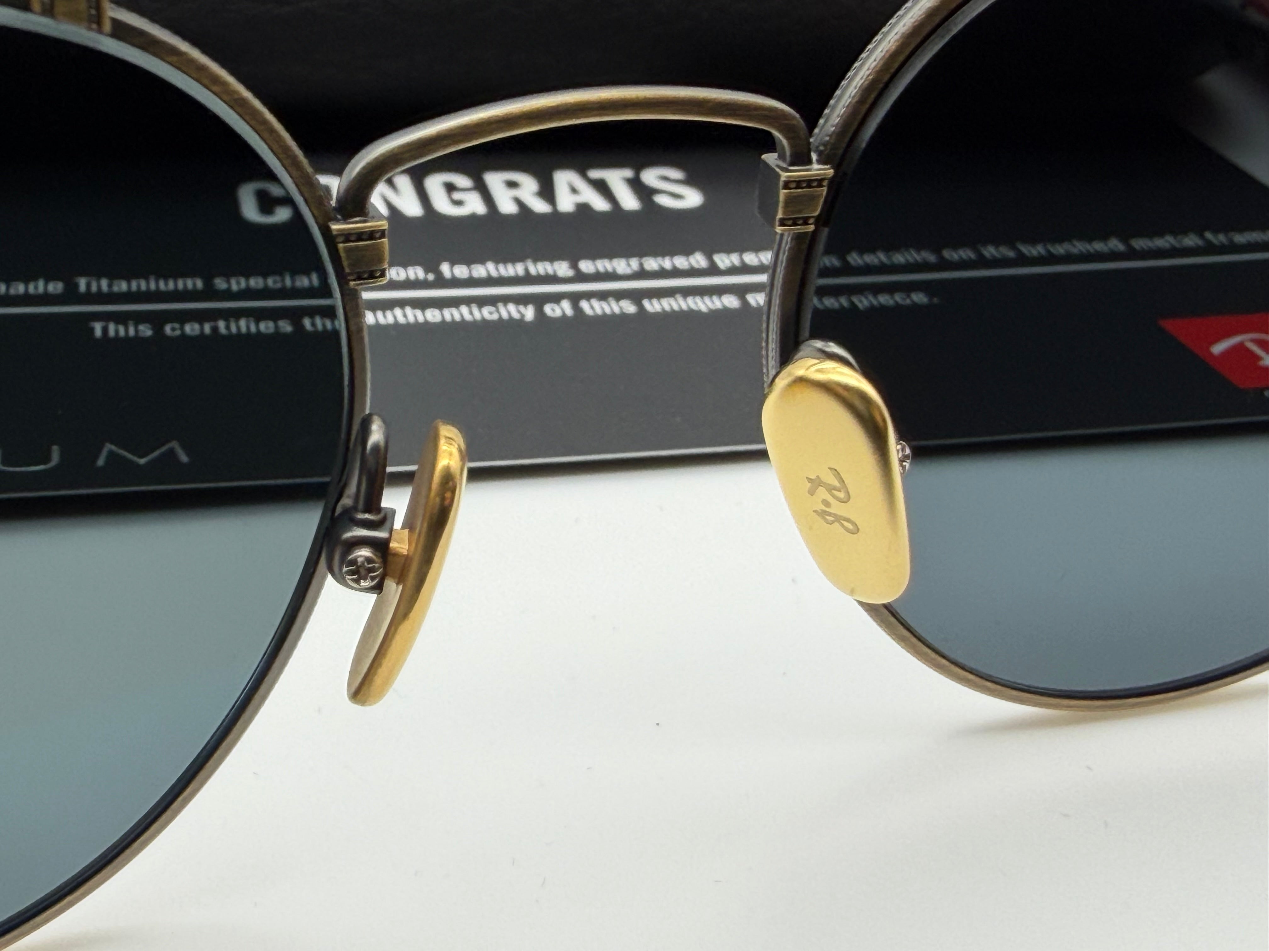 Ray-Ban Round Double Bridge Titanium 50mm Antique Gold / Gray RB
