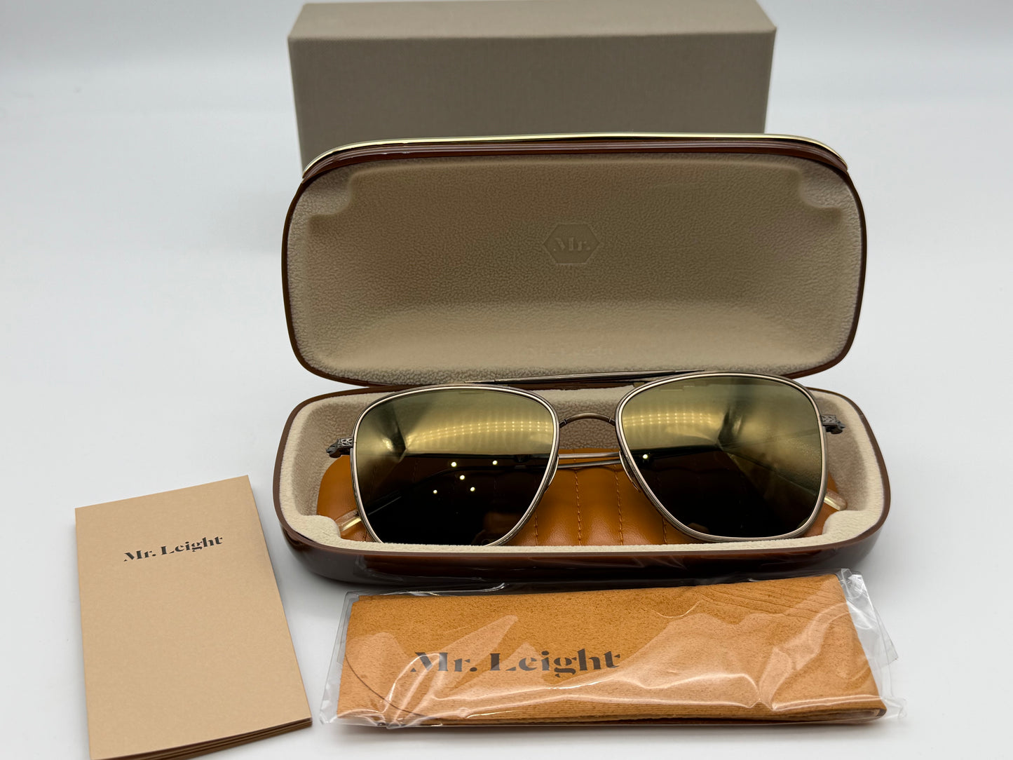 Mr. Leight Novarro S 55mm Antique Gold / G 15 Goldtone Mirror Titanium Japan