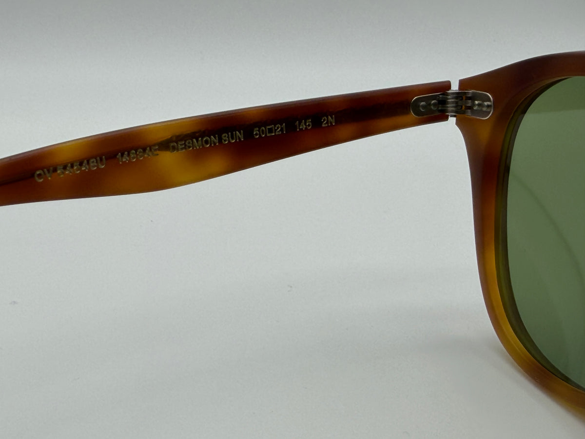 Oliver Peoples Desmon 50mm Matte Light Brown / Vibrant Green Sunglasses OV 5454 SU 14834E Italy Preowned