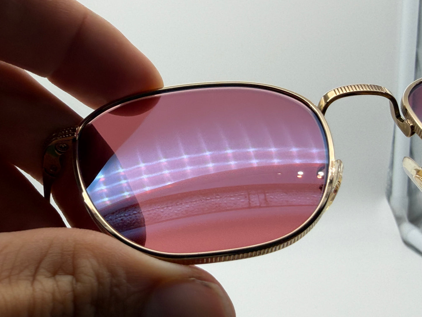 Oliver Peoples Rynn 49mm Gold Titanium / Magenta Photochromic Crystal Japan OV 1329 ST Preowned