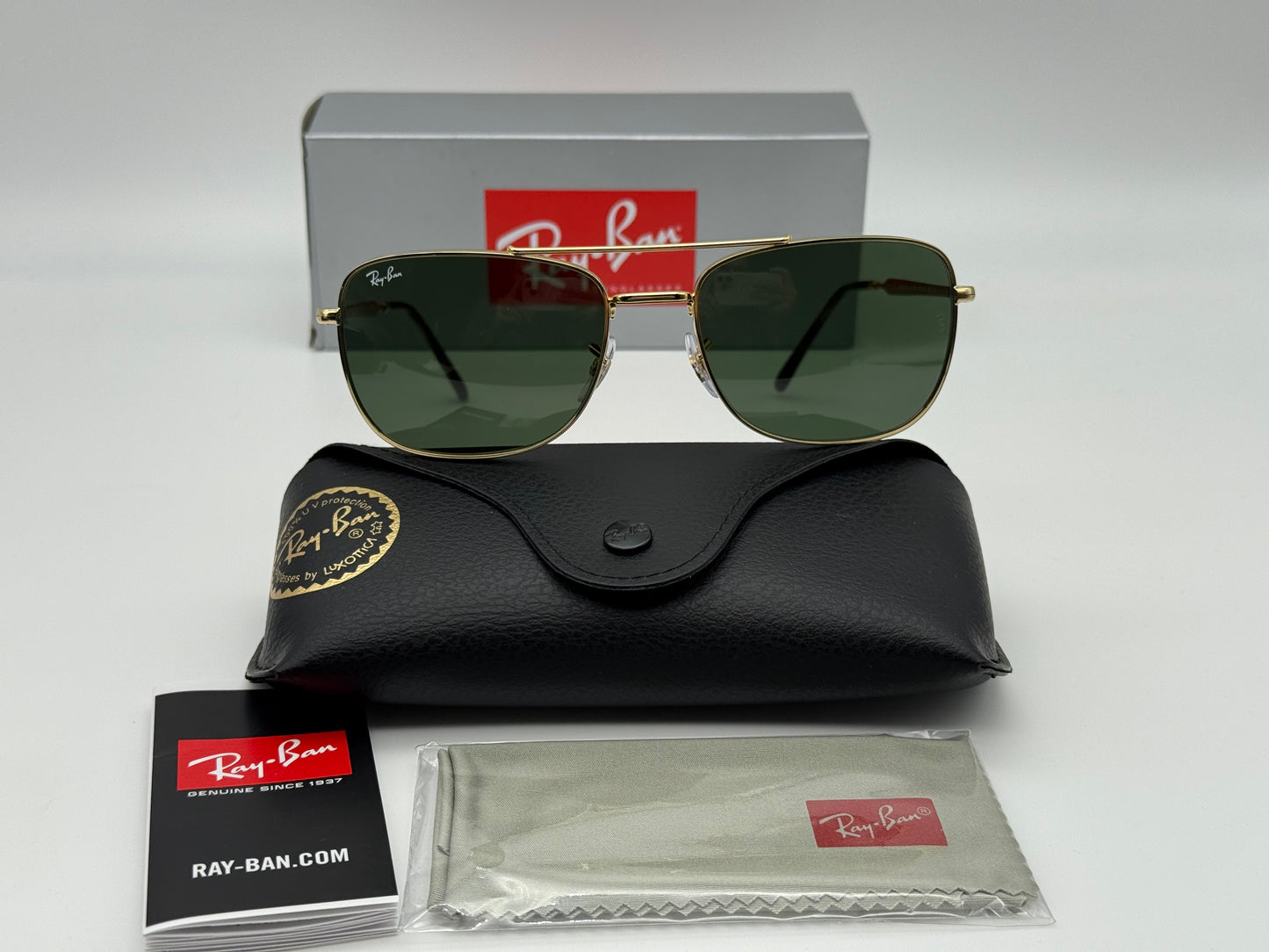 Ray-Ban RB 3755 59mm Gold / G-15 Glass 001/31 NEW