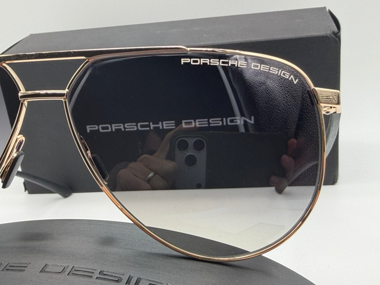 Porsche Design P8 962 Black Carbon Fiber / Smoke Gradient Lens Italy NEW