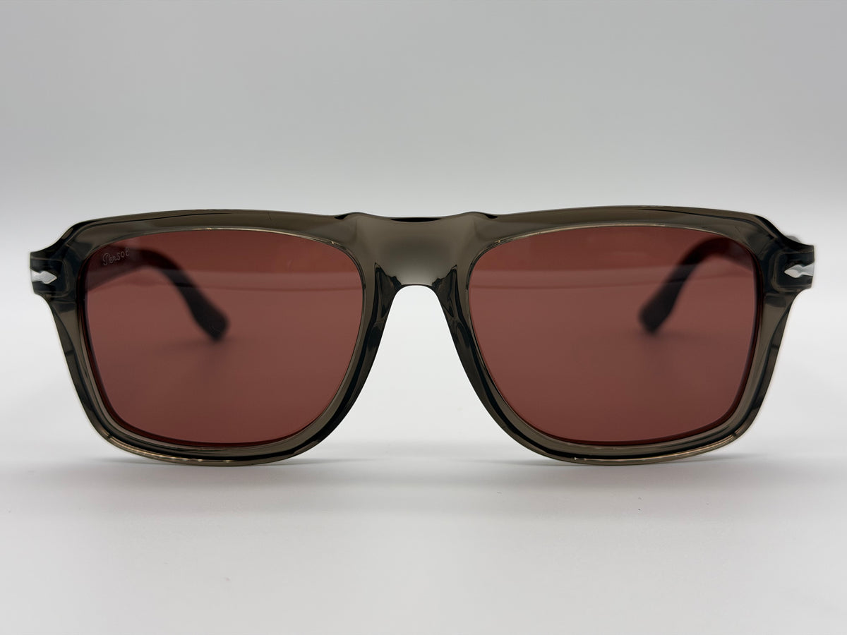 Persol PO 8002S Opal Grey /  Red Glass Lens 55mm 1103C5 Italy Preowned