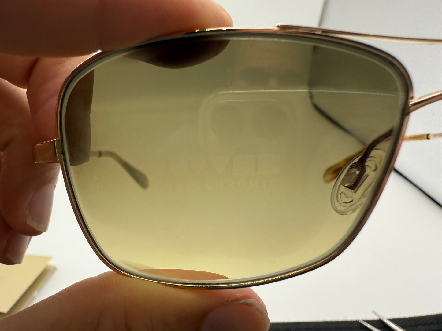 Oliver Peoples Sanford 57mm OV 1130 S Gold / Chrome Amber Photochromic 5132 / 85 Japan Missing Box